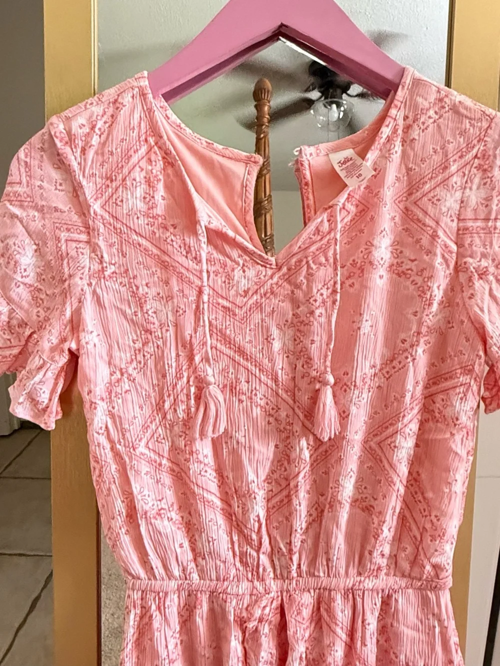 Justice Pink Tassel Tie Peasant DressHas never been worn!